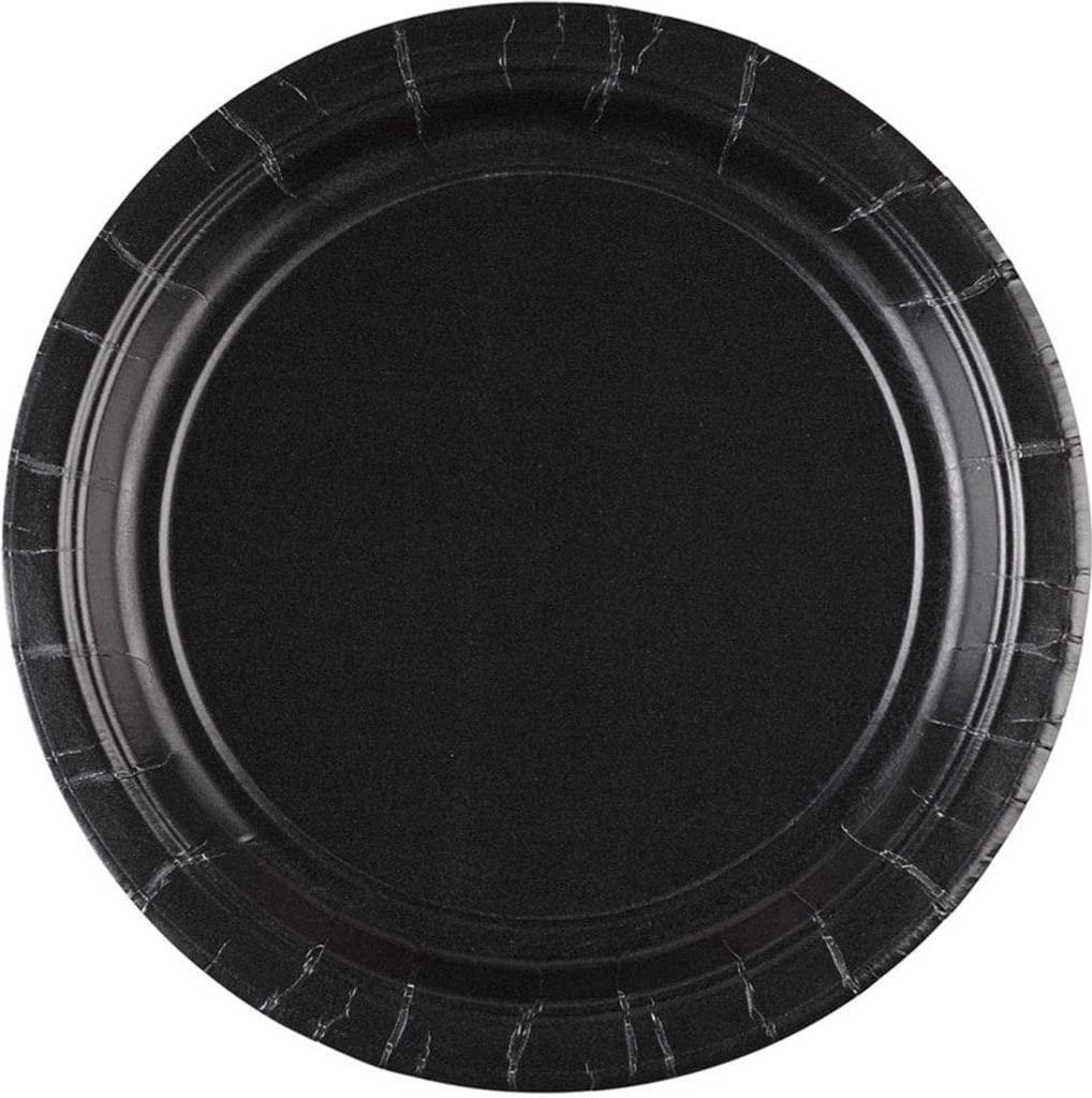 Amscan - Unifarben - Teller, Papier 8er-Pack SG26679 (Einheitsgröße) (Schwarz)