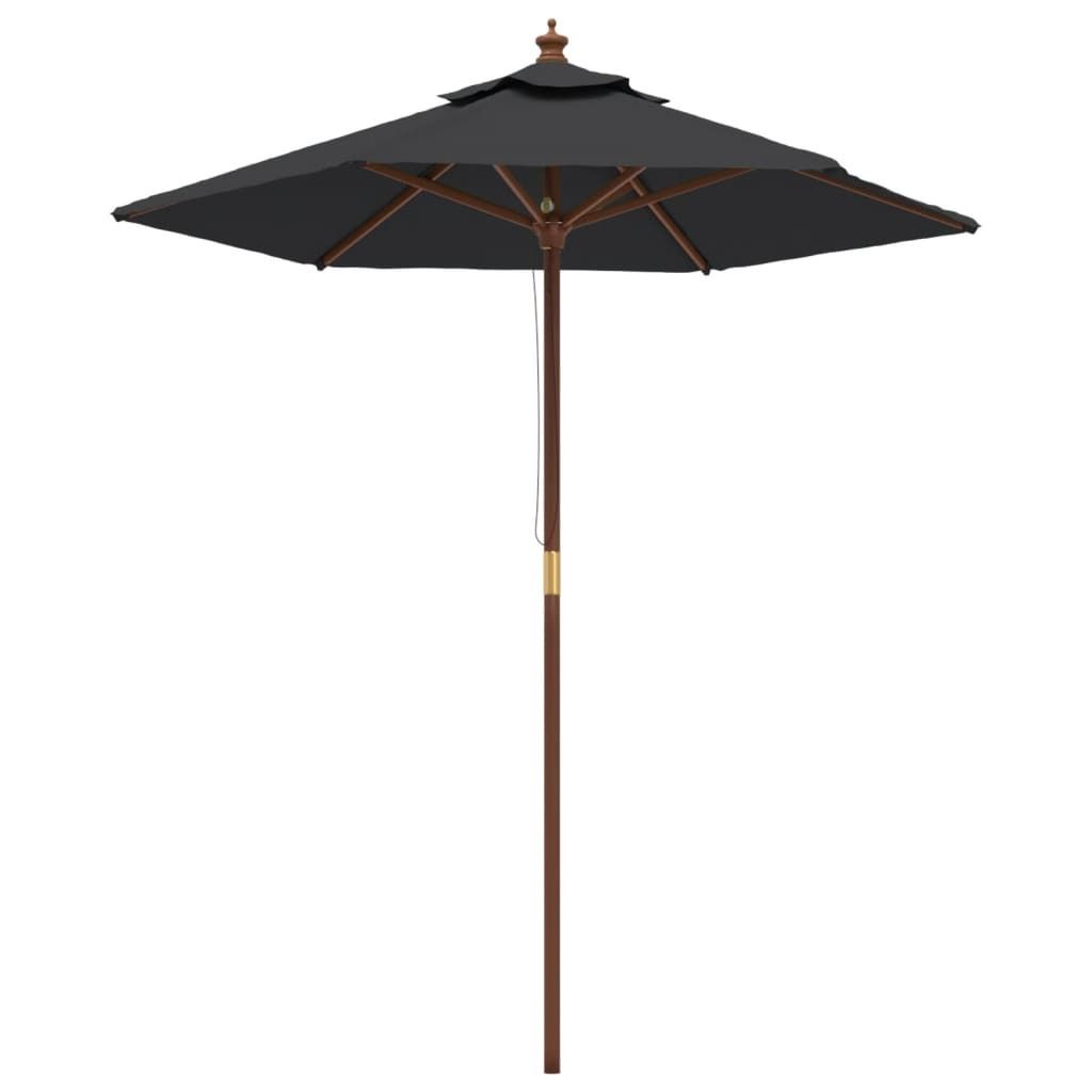 vidaXL Parasol z drewnianym drążkiem czarny 196x231 cm Zdjęcie produktu 