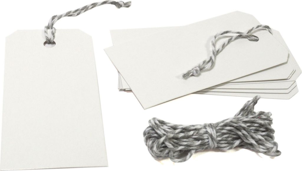 Frau WUNDERVoll 40 ANHÄNGER WEIß, RECHTECKIG inkl. 12 Mtr. Kordel / Papieranhänger, Geschenkanhänger, Gastgeschenk Hochzeit, Vintage, Geschen...