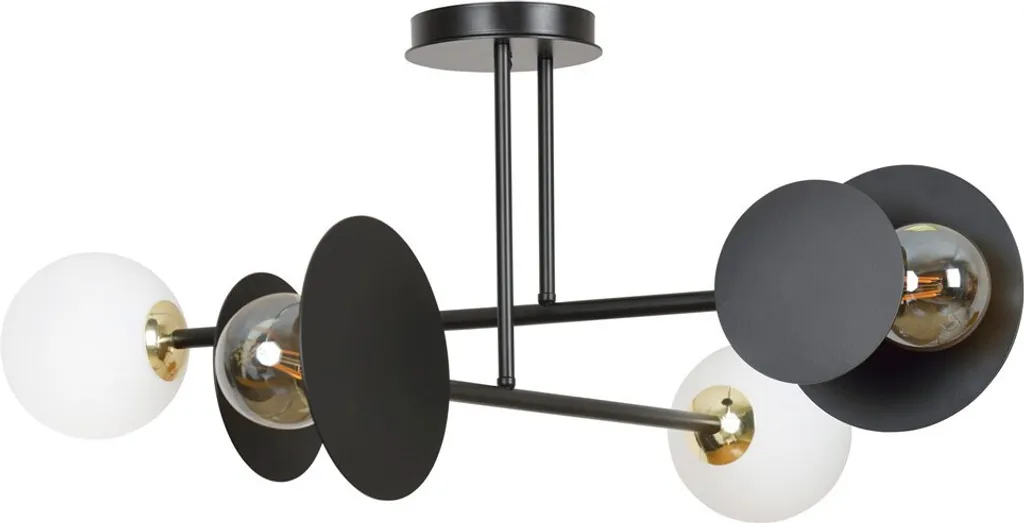 Plafonnier Double E27 MINERVA 4 BLACK Emibig en Acier Noir 2 x 60W