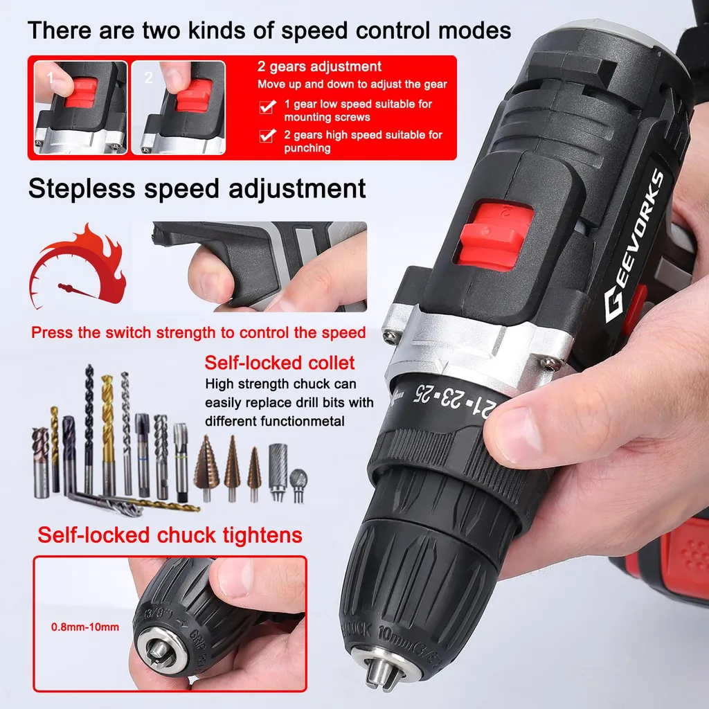 Perceuse visseuse dévisseuse multifonction avec deux batteries lithium 18V - 4