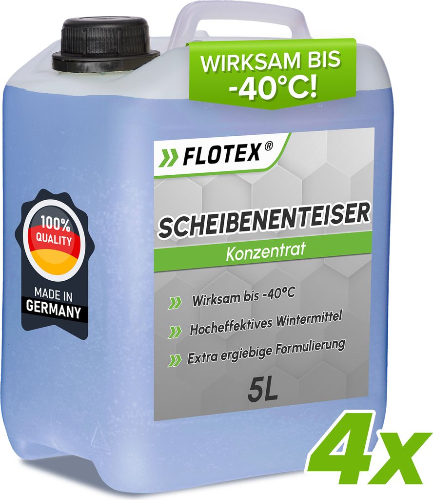 Flotex - Scheibenenteiser 4x5L - Schlierenfreier Enteiser Auto bis -40 Grad