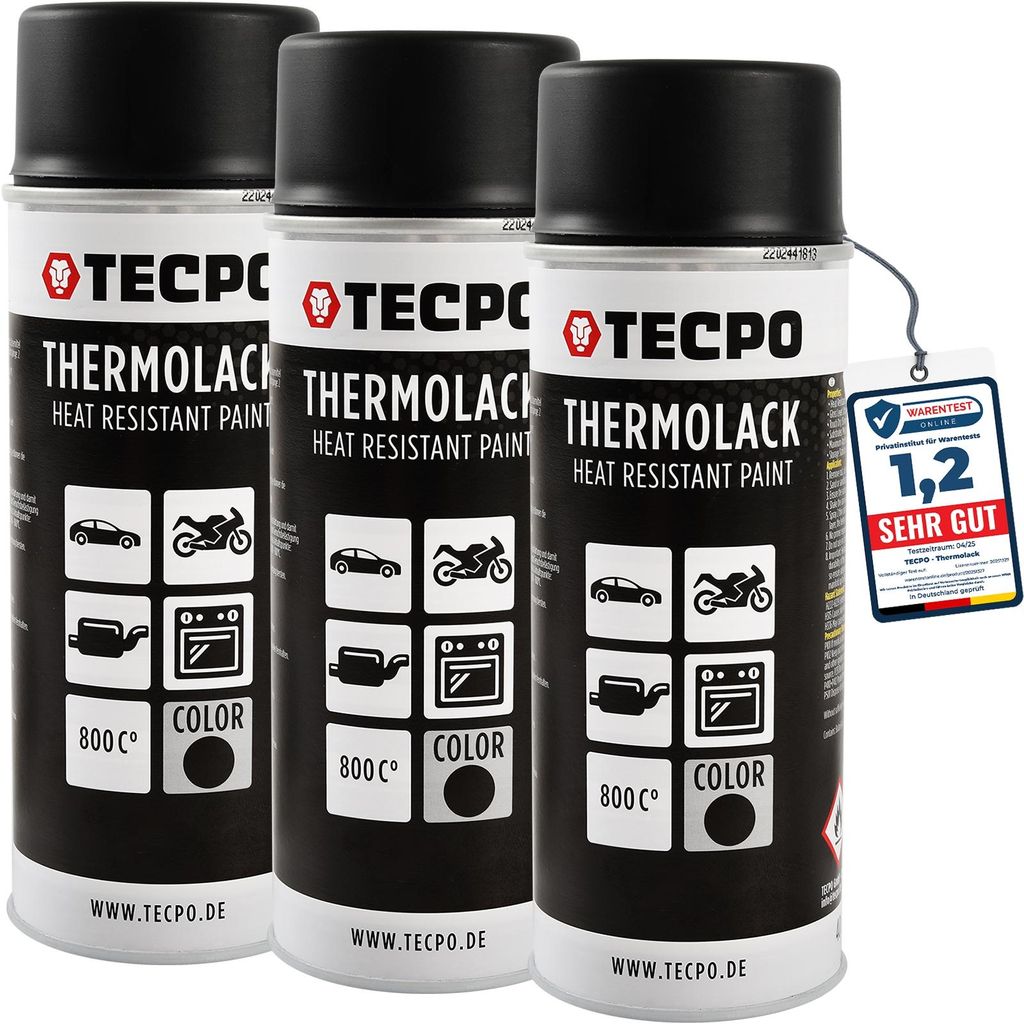 TECPO Thermolack Spray Dose 3X 400ml Auspufflack Autolack Produktbild 