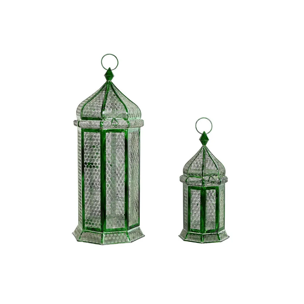 Lanternes Décoratives de Jardin en Métal Vert Oriental - Ensemble de 2