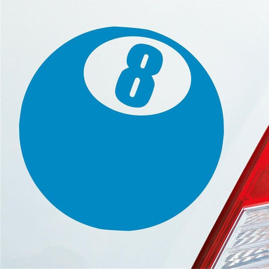 Auto Aufkleber Billard Kugel Ball Nummer 8 schwarze Acht 10x10 cm Hellblau Sticker Heckscheibenaufkleber
