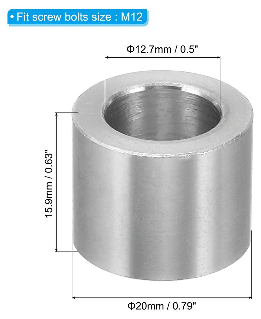 M12 Aluminium Abstandshalter, 10 Stš¹ck Metall Distanzhš¹lsen Alu 12,7 mm ID x 20 mm OD x 15,9 mm L Flach Unterlegscheiben 1/2" oder M12 Schrau...