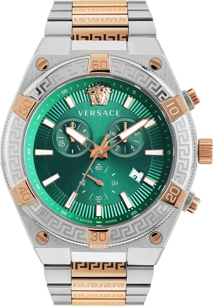 Versace VESO01324 V-Sporty Greca Chronograph grün silber roségold Herren Uhr NEU