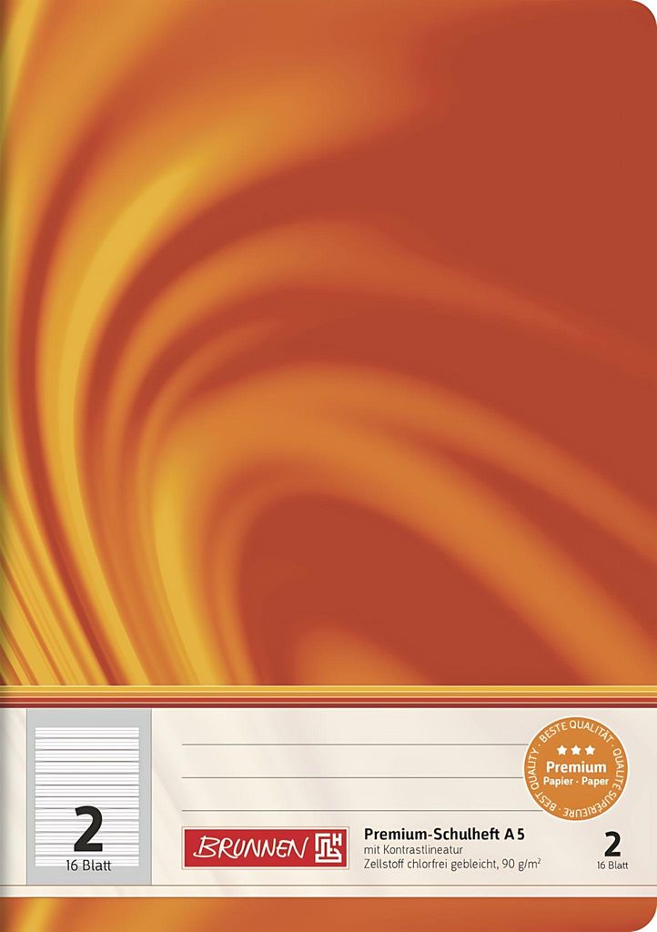 A close-up of a notebook cover with a swirling orange and yellow pattern.