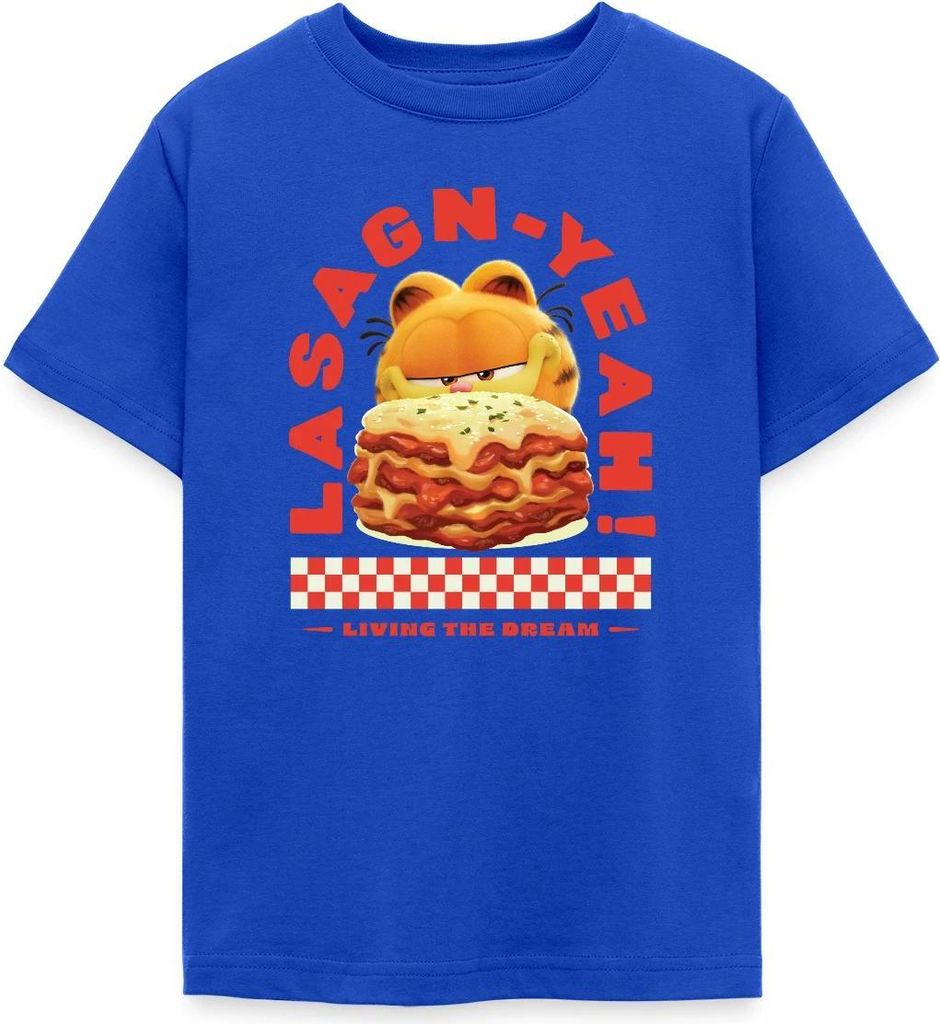 Spreadshirt Garfield Lasagn-Yeah Witziges Wortspiel-Design Teenager T-Shirt, 152/164 (12-14 Jahre), Royalblau