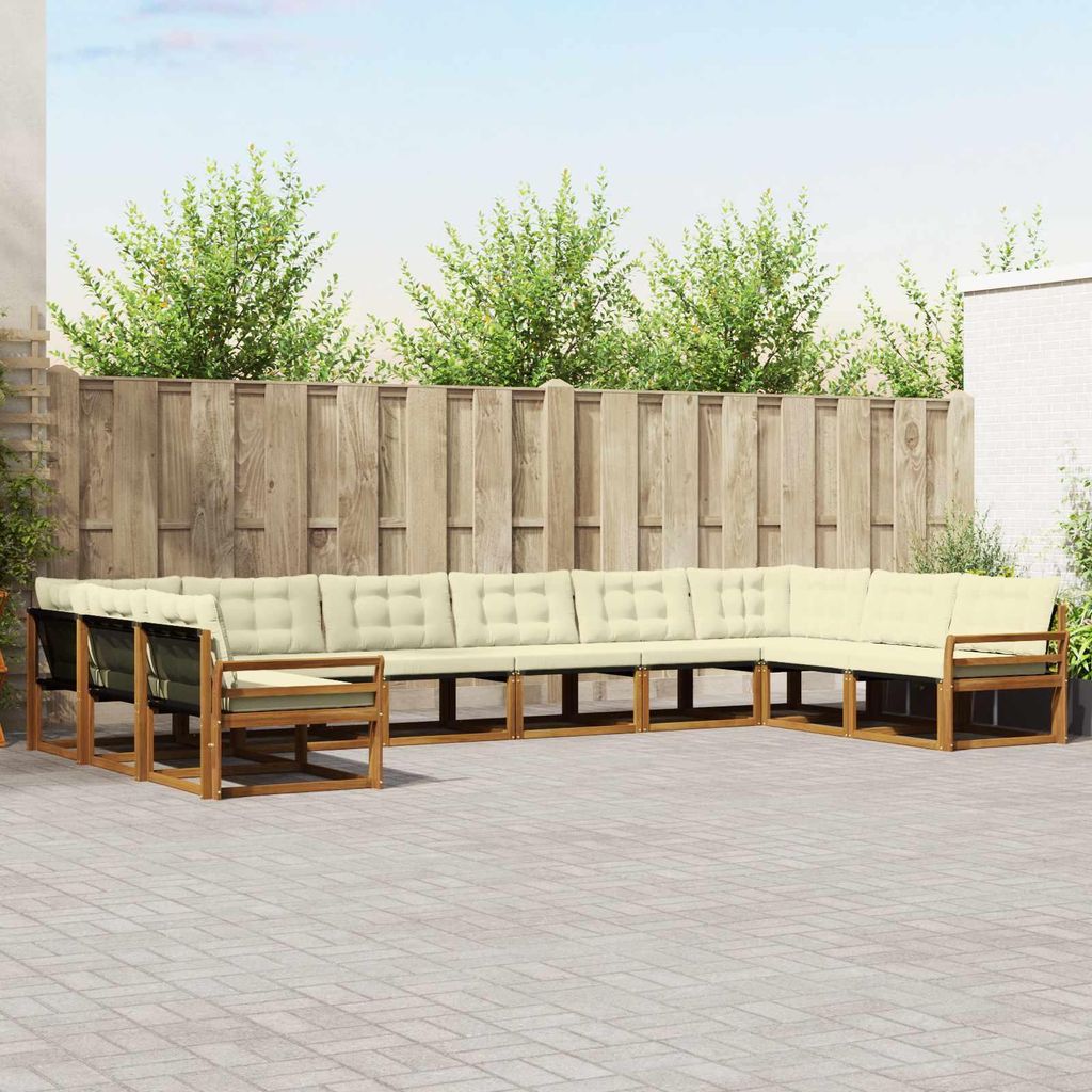 "Neues Produkt" Outdoor-Sofagarnitur ANTI-UV - CLORIS - mit Kissen - 10 pcs - Natur und Creme - Modern Gartensofas V986