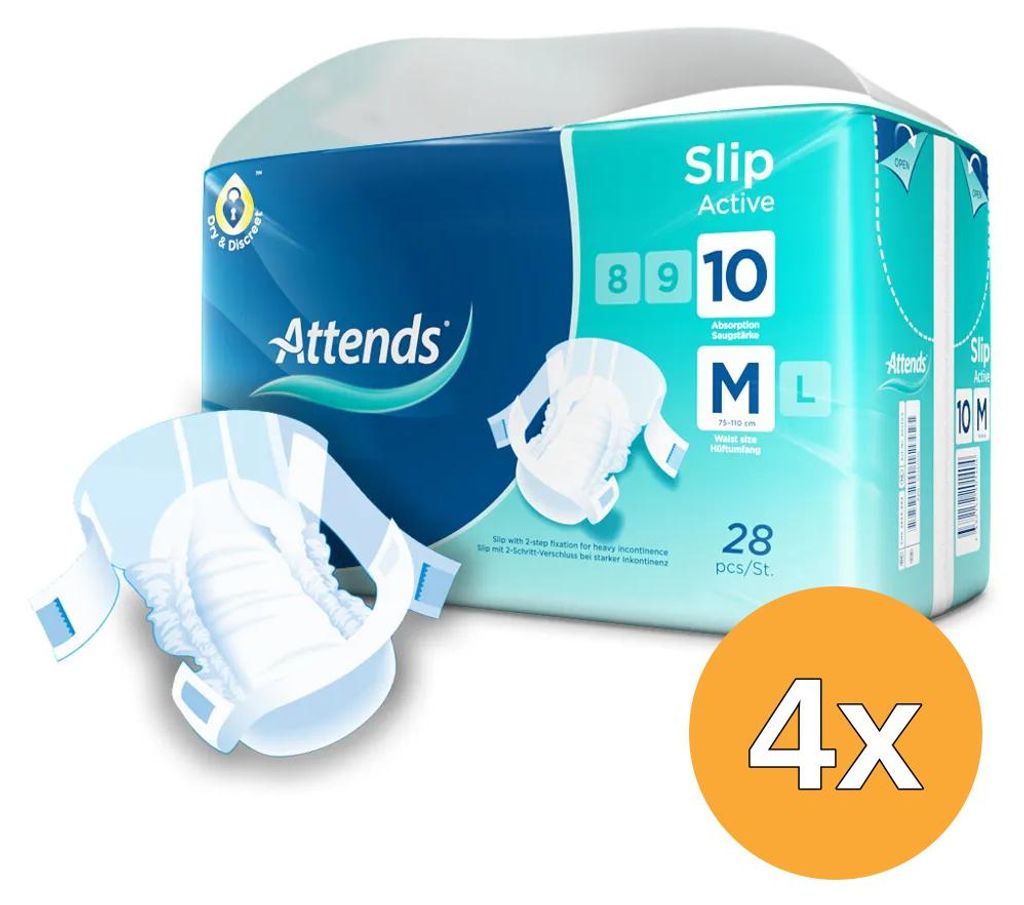 4x Attends Slip active 10 maat M (28 stuks) Productafbeelding 