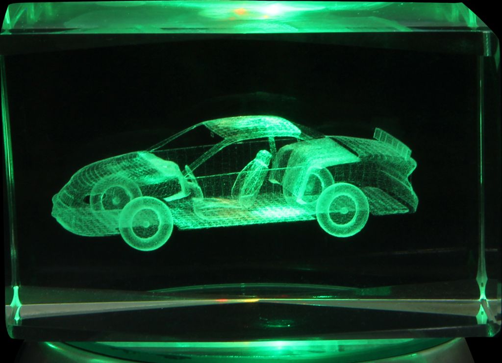 Kristall Quader Motiv Auto Farbe klar