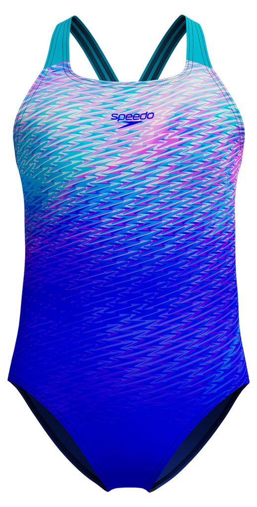 Speedo Print Powerback Badeanzug Blau 9-10 Years Mädchen Blau 9-10 Years