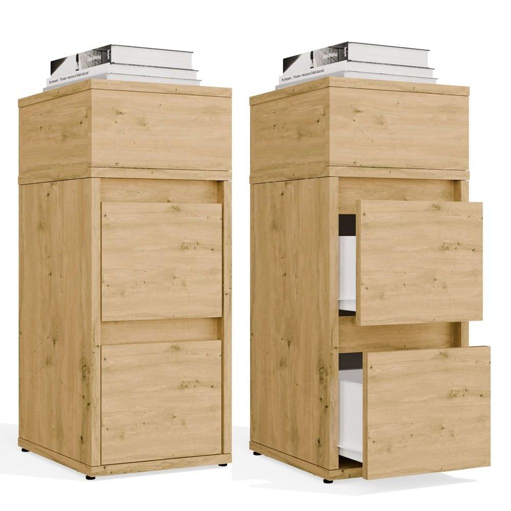 Table de chevet YORK, table de chevet avec étagère, 2 Image du produit 