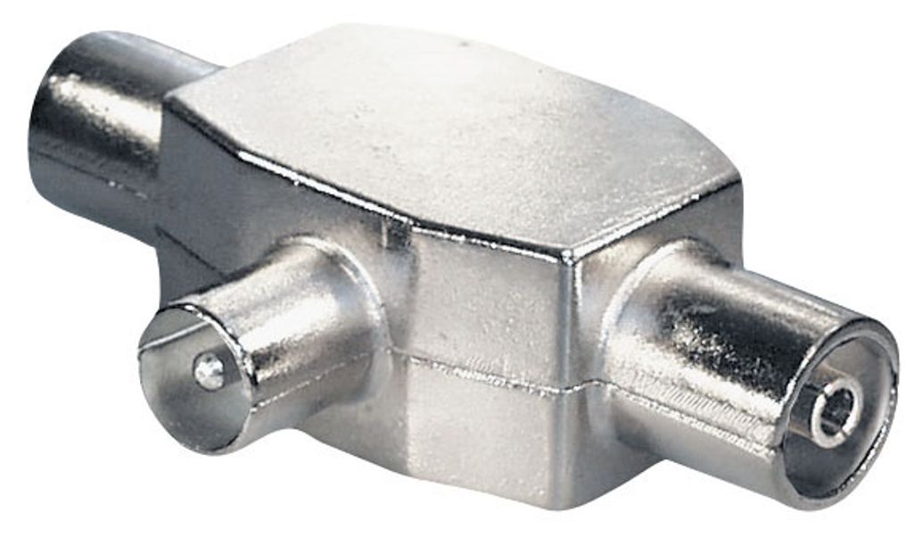 Transmedia Adapter; Zweigeräteverteiler für Radio Antennenstecker 9,5 mm - 2 Antennenkupplungen 9,5 mm, FS 28
