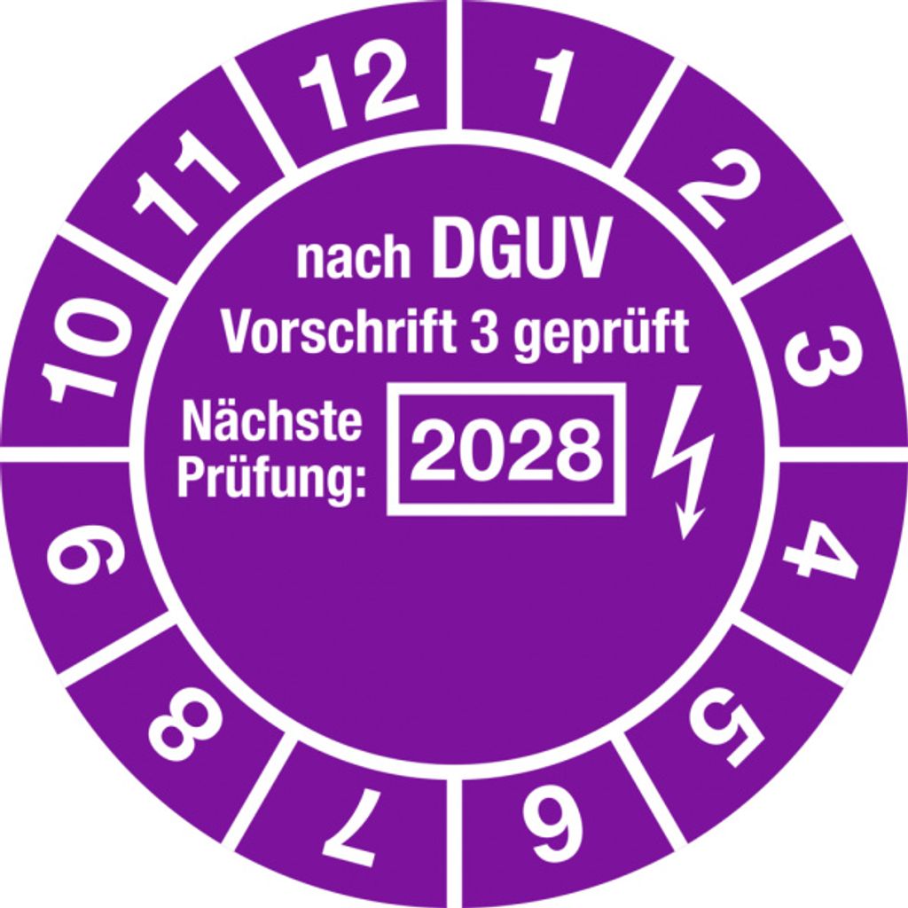 Dreifke Prüfplakette nach DGUV, Nächste Prüfung, 2028, Folie, Ø 30 mm, 10 St...