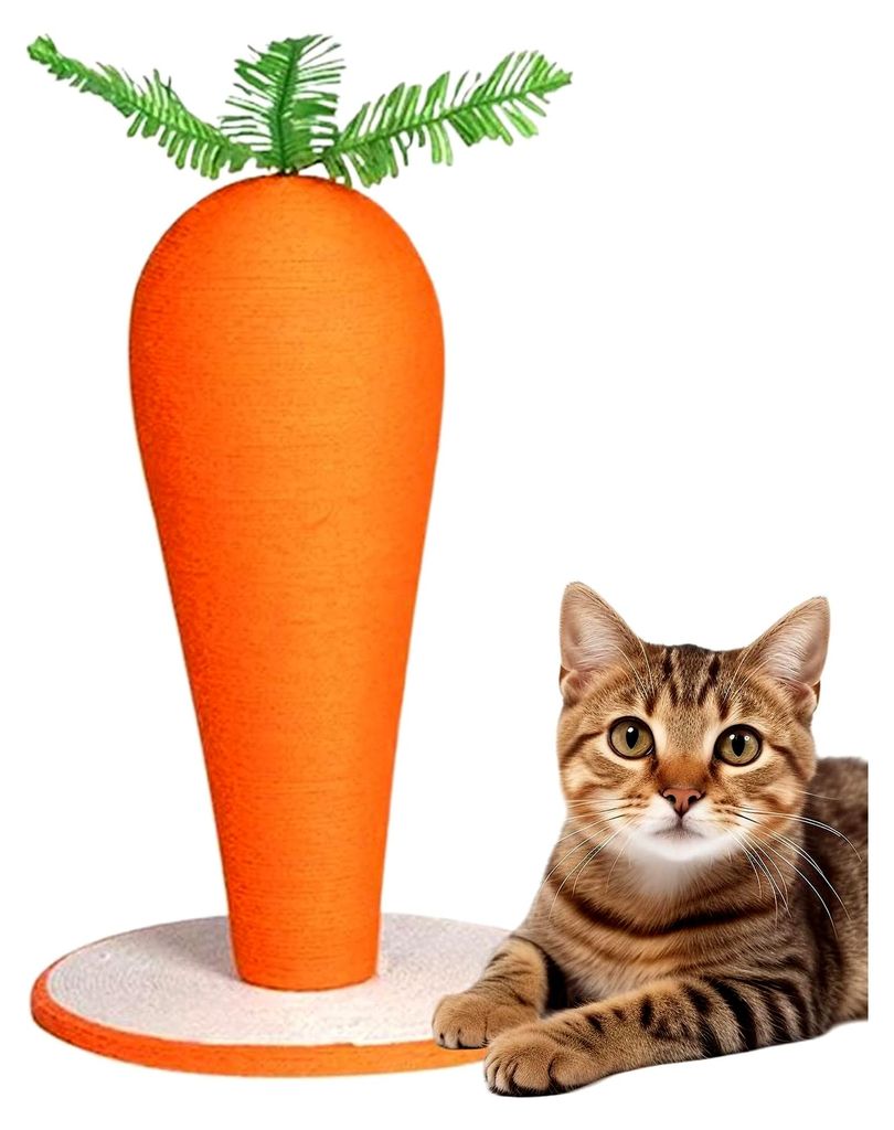 Kratzpfosten für ausgewachsene Katzen in Innenräumen, karottenförmiges vertikales Kratzspielzeug für den Wohnbereich