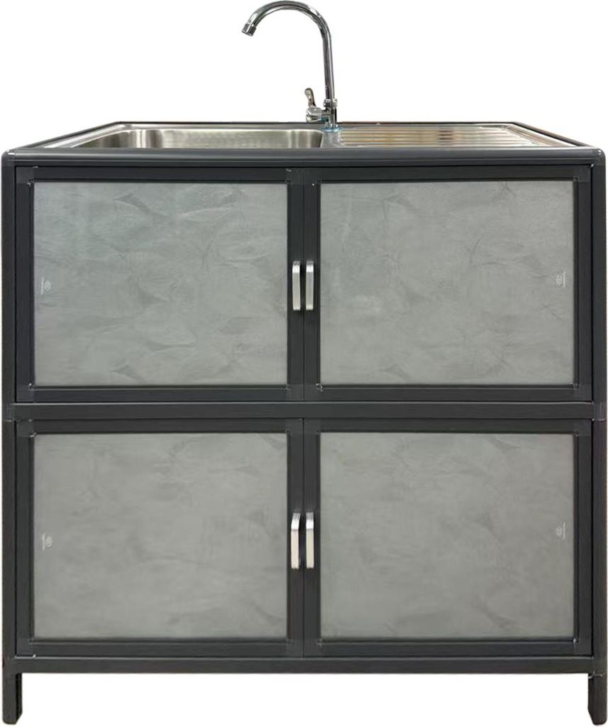 Außenwaschbecken Gerti Grau 83x82x43 cm mit Kaltwasserhahn Produktbild 