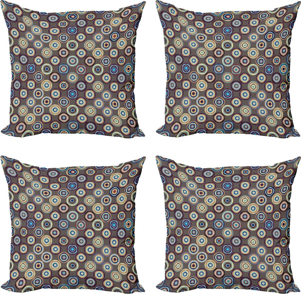 ABAKUHAUS Geometrisch Kissenbezug Set (4 Stück), Abstrakt Große Punkte, Moderner Doppelseitiger Digitaldruck, 50 cm x 50 cm, Mehrfarbig