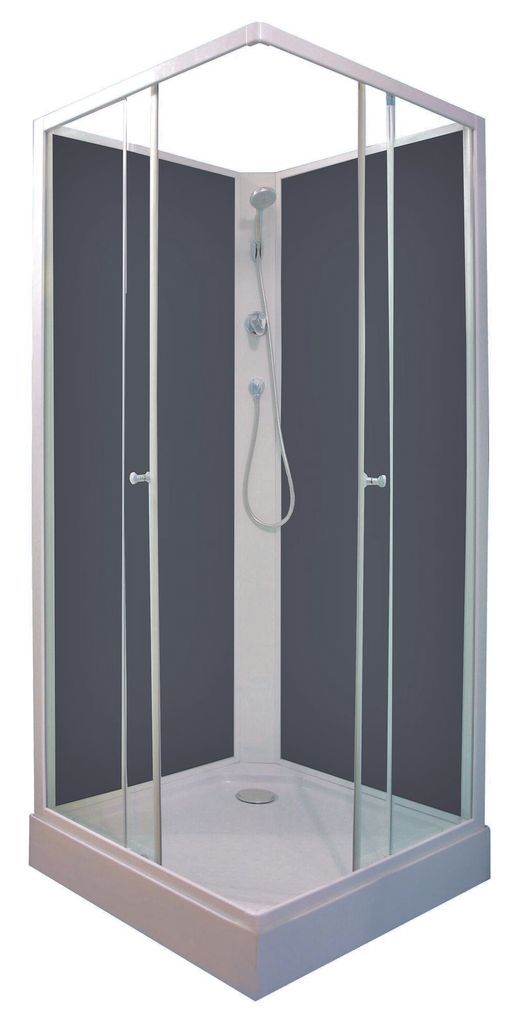 ONDEE ZEN – Duschkabine MINEA – Mit Silikon – Aluminiumprofile – Bausatz – Grauer Boden – 80 x 80 cm