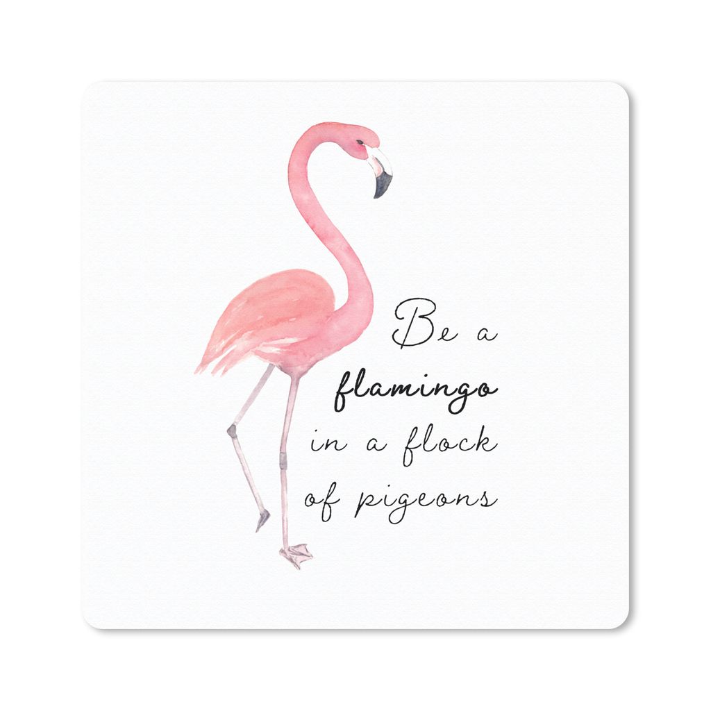 MuchoWow Mauspad Mousepad Flamingo - Briefe - Zitate 30x30 cm - Mousepads - Maus Mat - Pad - Mausunterlage - Gaming