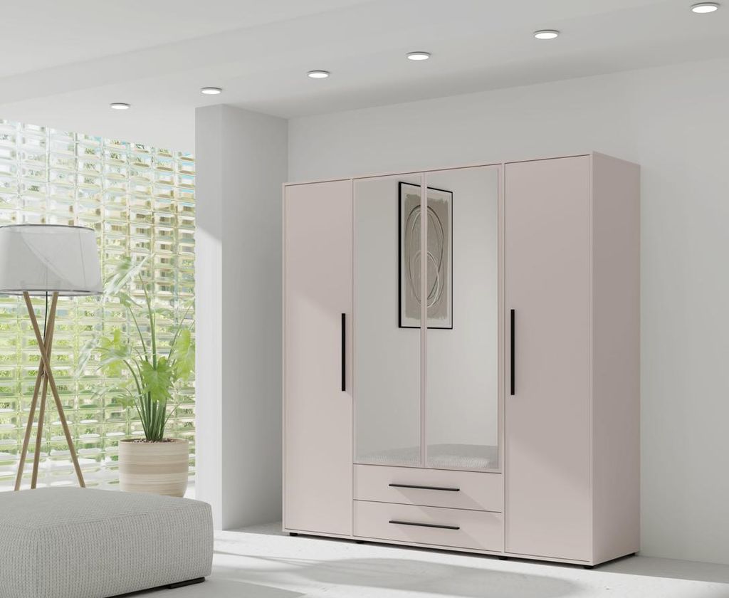 Kleiderschrank mit Spiegel 198 cm ANDELINA - Kaschmir