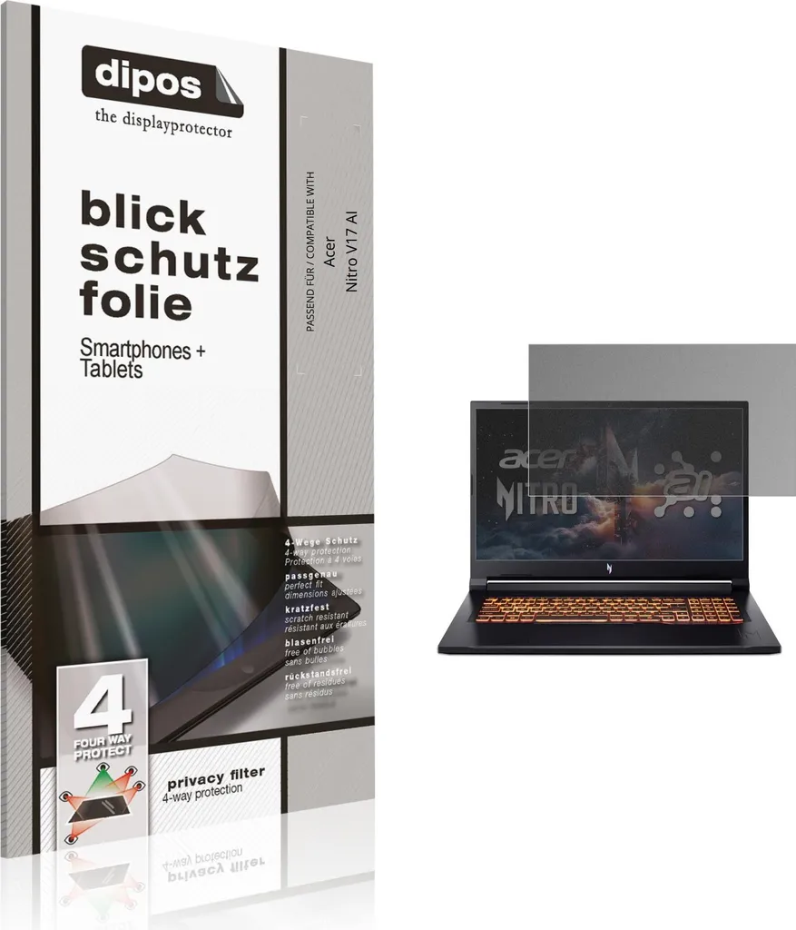 Pellicola Privacy 4-Way Acer Nitro V17 AI | Protezione Vista Totale dipos