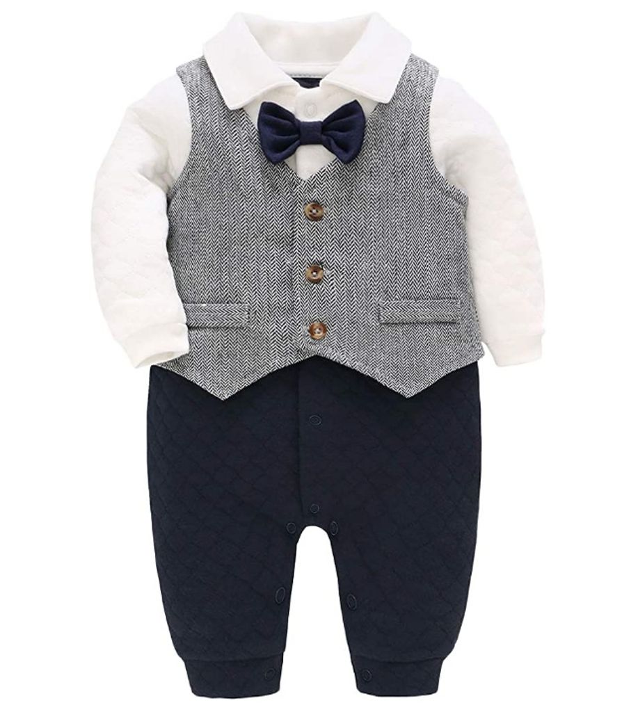 Baby Junge Kurzarm Strampler Anzug Overall Smoking Taufe Hochzeit Bekleidungsset