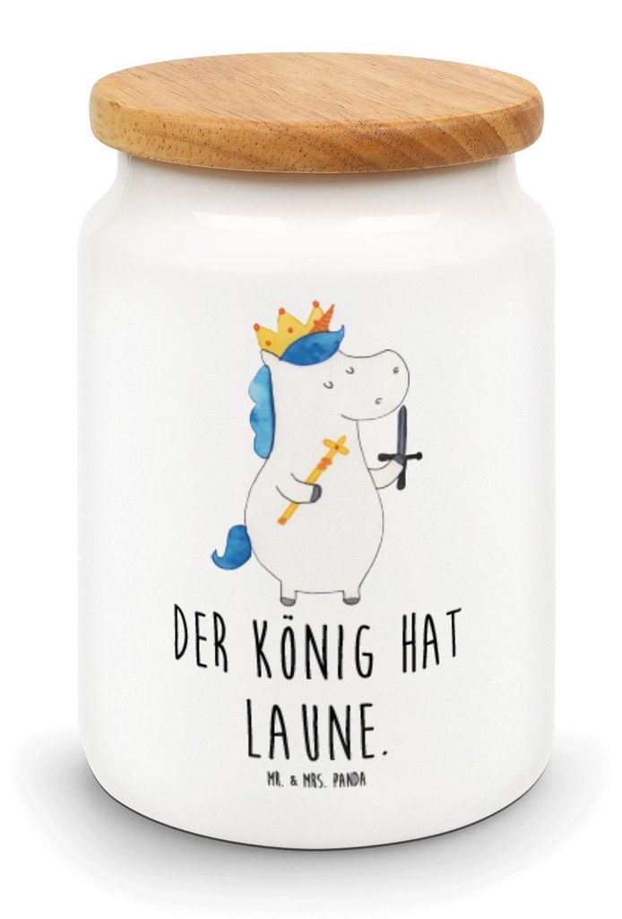 Mr. & Mrs. Panda behälter Einhorn König mit Schwert - Weiß - Geschenk, Dose, Kaffeedose, Aromadose, Vorratsdose, Unicorn, Vorratsbehälter, Einh...