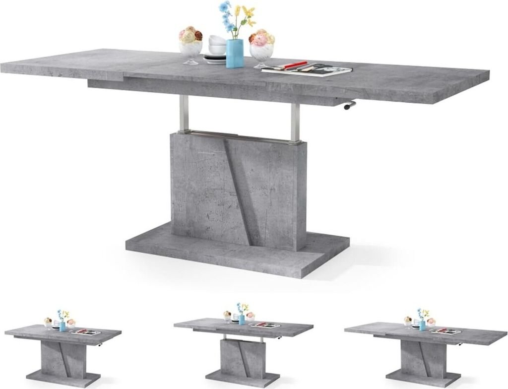 Esszimmertisch Grand , Esstisch , bis 180cm ausziehbar , höhenverstellbar , Küchentisch , Kitchen Table , 120x70cm , 05 , Beton