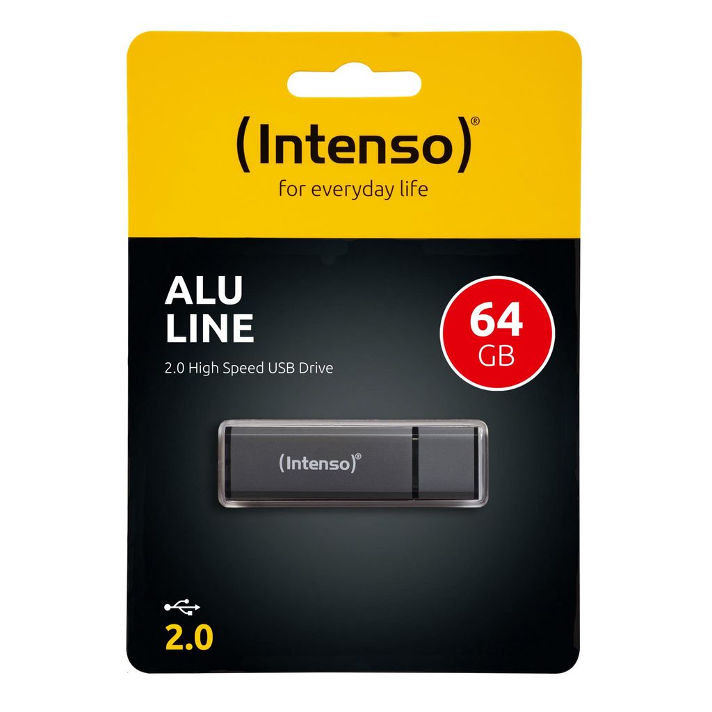 Intenso USB 2.0 stick, 64GB, Alu Line, antraciet Productafbeelding 