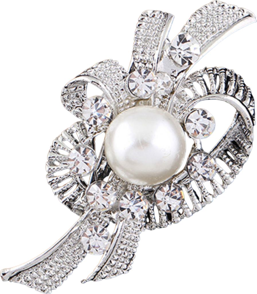 Neue Brautstrauß Strass Kristall Brosche Pin Silber Perle Broschen Blume-3