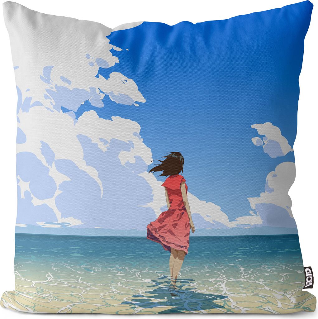 VOID Anime Mädchen Meer Wolken Kissenbezug Kissenhülle Polyester wasserfest Outdoor Garten Kissen Deko