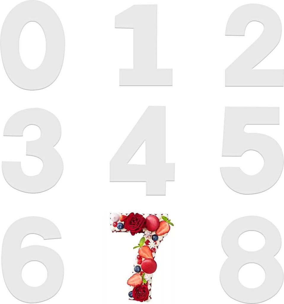 Tortenformen - 9 Stück - 0 bis 8 Ziffern - 25 cm - Schablone Ziffernform - DIY - Kuchen - Kekse - Hochzeit - Geburtstag - Festdekoration