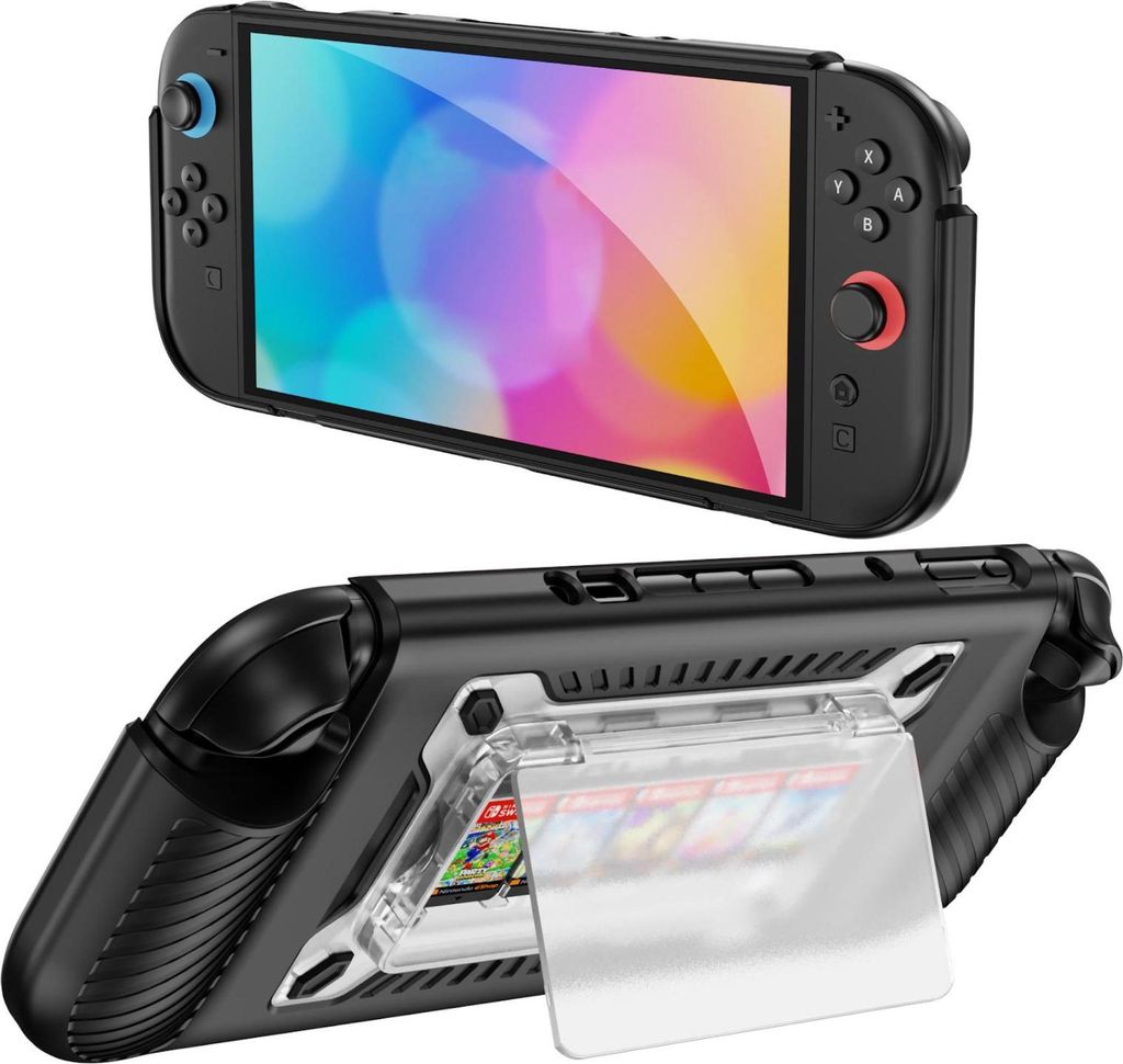 Für Nintendo Switch 2 rutschfeste Hybrid-Schutzhülle TPU + PC mit Karten-Slot Schwarz