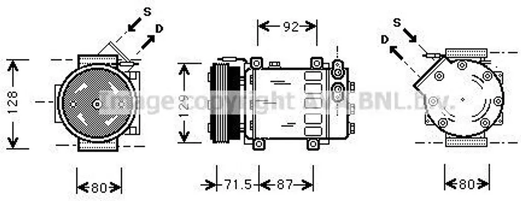 Compresseur clim PRASCO RTAK281 pour Renault Kangoo et Clio II OE 2763000QAE