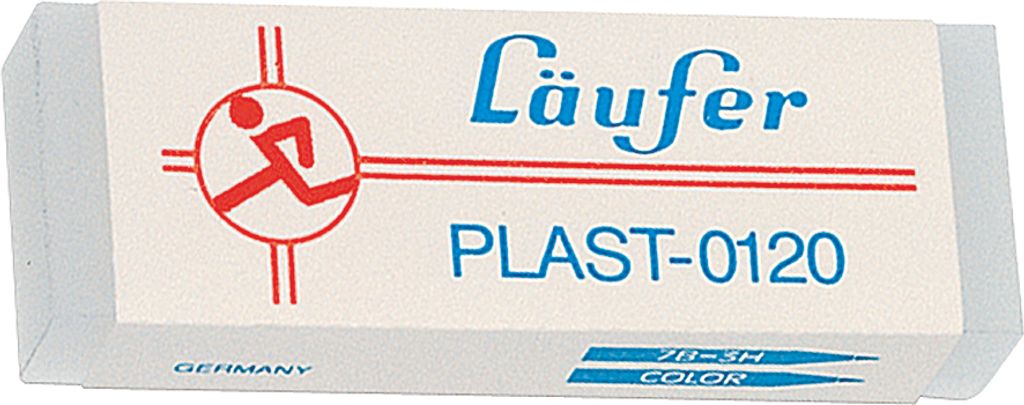 A Läufer PLAST-0120 eraser is shown on a white background.