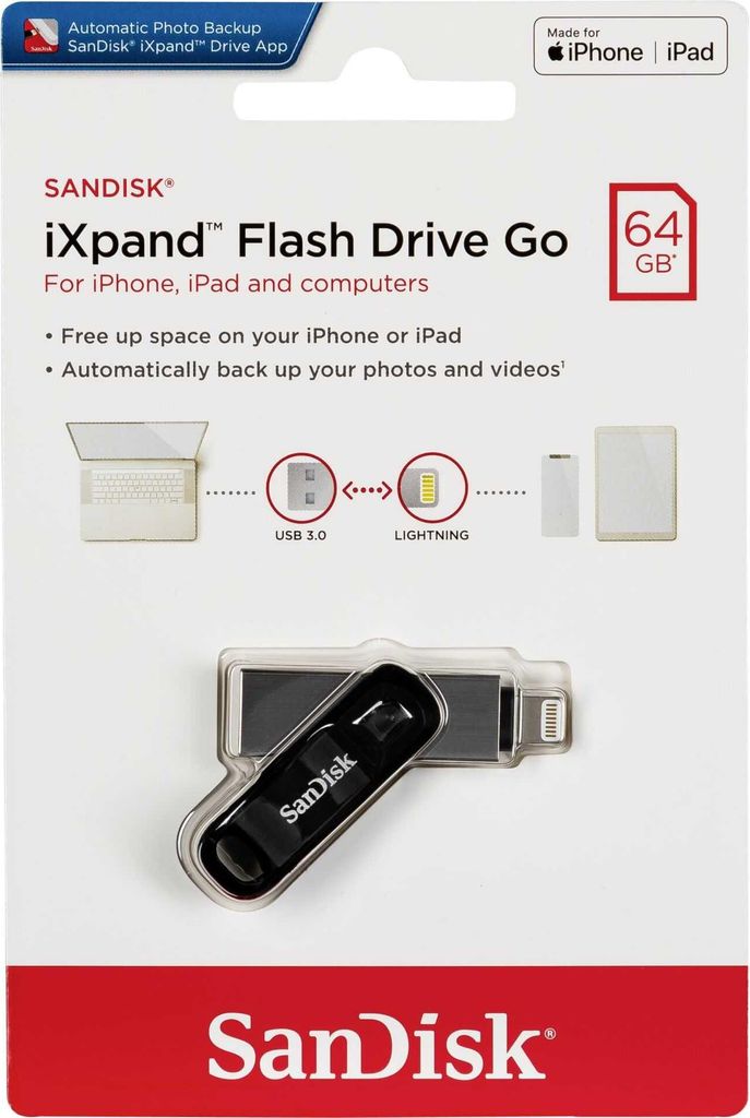 SanDisk iXpand, 64 GB, USB Type-A / Lightning, 3.2 Gen 2 Zdjęcie produktu 