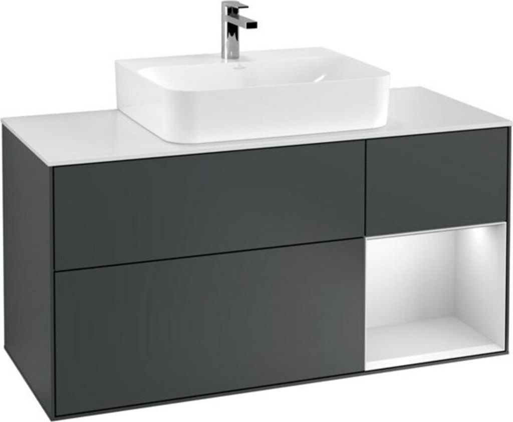 V&B Waschtischunterschrank Finion 120cm, Pl w m, Rg r w m La, md bl. m Lac