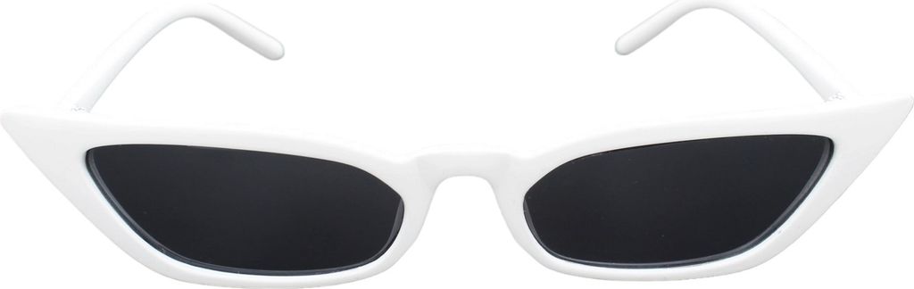 Damen Cateye Sonnenbrille Weiß extrem schmale UV400 Brille moderne Festivalbrille Schwarz Getönte Gläser mit Brillenbeutel Luxxada Eyewear