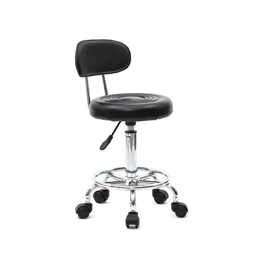 Lot de 2 tabourets de bar ronds noirs à roulettes et dossier réglable