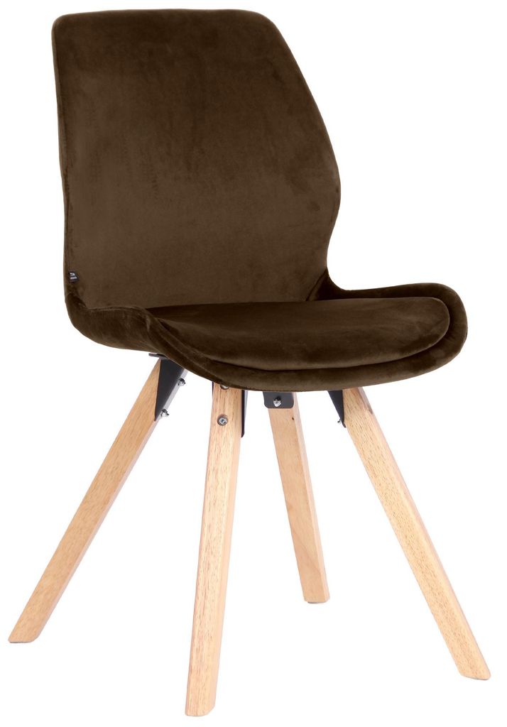 CLP Esszimmerstuhl Luna Modernes Design, Gestell natura, gepolsterter Sitz braun Material Samt