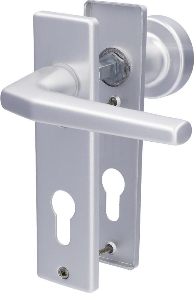 Alpertec PZ-Kurzschildgarnitur Drücker/Knopf Florence Aluminium F1 silber