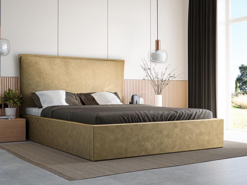 Einzelbett 120x200 LUDMILA SLIM 2 mit Stauraum - beige