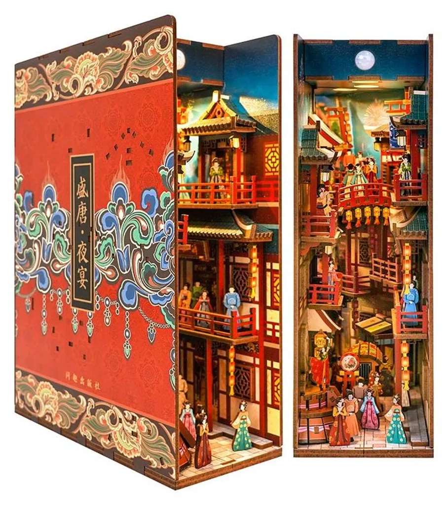 Book Nook Puzzle 3D 260 Pièces avec Éclairage LED Banquet Dynastie Tang