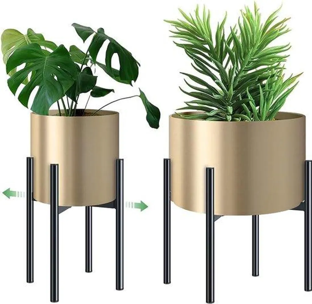 Support de plante noir en métal réglable pour pot de fleurs 21-30 cm