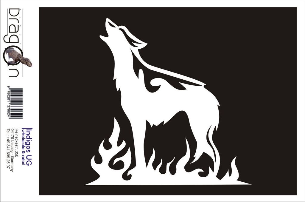 Aufkleber / Autoaufkleber - JDM / Die cut / Auto / OEM - Flammenwolf 120x120mm silber - Heckscheibe / Heckscheibenaufkleber