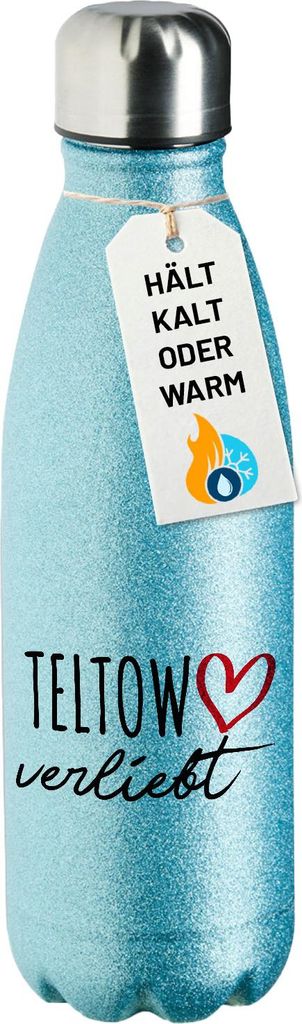 Huuraa Trinkflasche Teltow verliebt 500ml Blue Edelstahl Wasserflasche Trinkflasche Geschenkidee