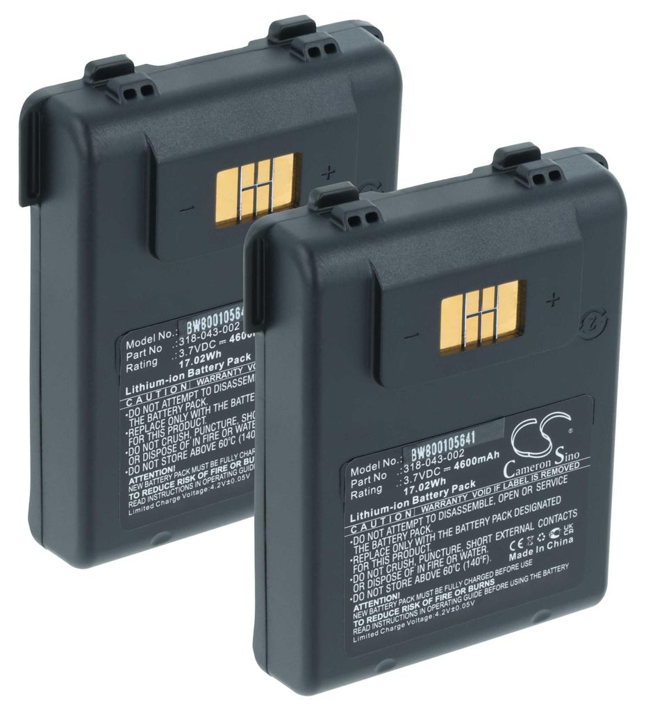 vhbw 2x Akku kompatibel mit Intermec CN70e, CN75E, CN70, CN75 Barcodescanner POS (4600 mAh, 3,7 V, Li-Ion)