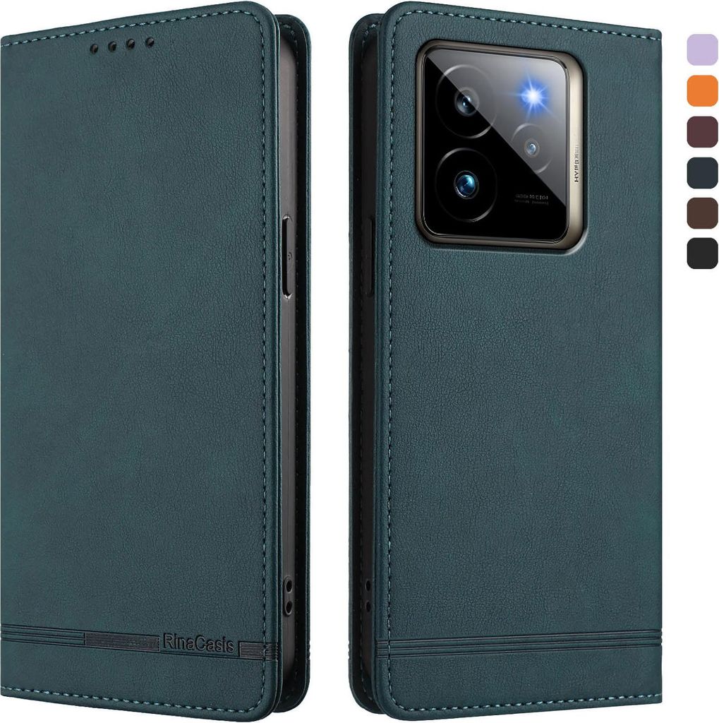 Hülle für Realme GT 7 Pro, Retro Kunstleder Ständer Klapphülle mit Kartenfächer und Magnetische Grün
